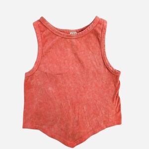 Vintage‎ Y2K point hem crop top Stretchy salmon pink peachy tie dye Size Small
